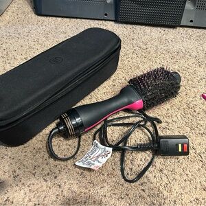 Pink and Black Hair Dryer Brush with Case